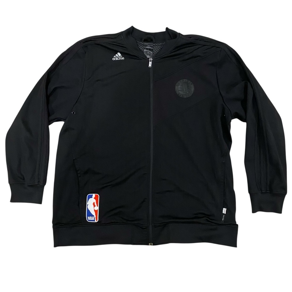 ADIDAS Men's BROOKLYN NETS Black Track Jacket Full Zip NBA Stitch Logo 2XL